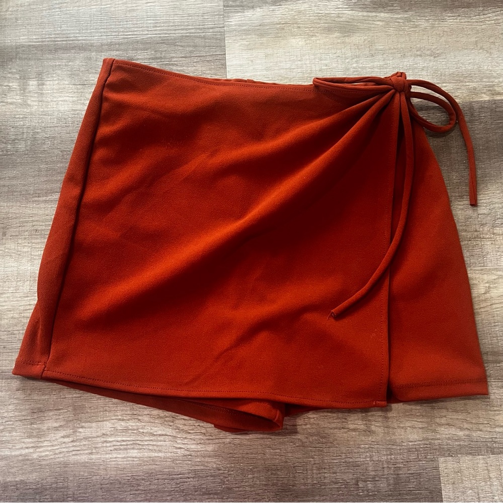 Papaya Burnt Orange Wrap Skort